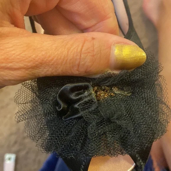 Vintage Daniel Green Comfy Boudoir Shoes Slippers Black Satin Peep Toe 5 - Picture 10 of 10